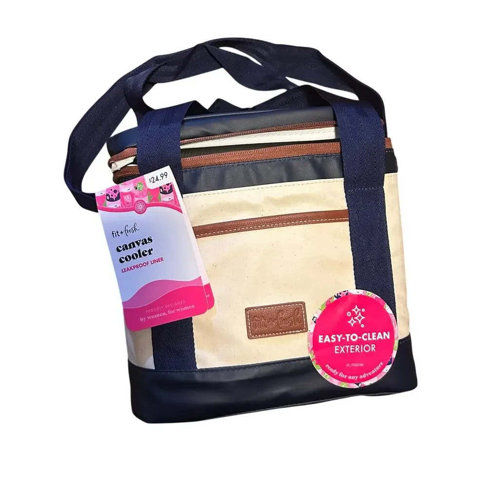 Set of 2 canvas beach bag & cooler NWT